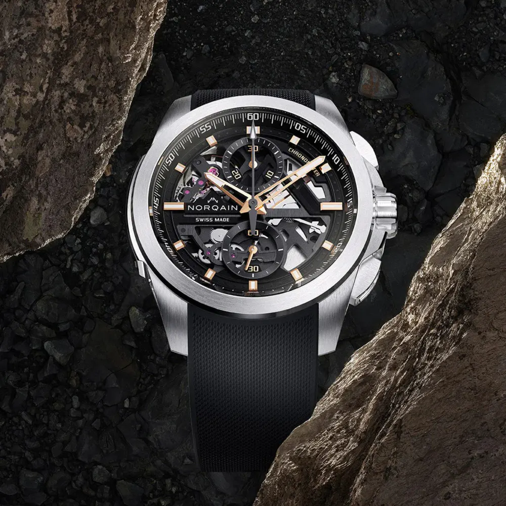 NORQAIN Independence Skeleton Chrono 42mm in Black, additional product view 2