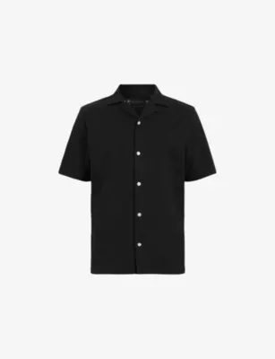 ALLSAINTS Hudson Logo-Embroidered Relaxed-Fit Cotton Shirt - MOONSTONE BLUE detail 3
