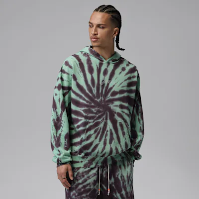 Jordan Brooklyn Fleece Men's Tie-Dye Sweatshirt Festival Hoodie - Green Glow/Burgundy Ash/Pale Ivory