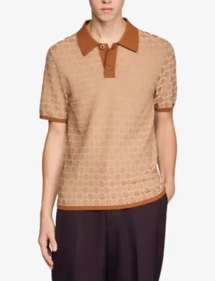 SANDRO Cross Short-Sleeve Knitted Polo Shirt detail 3