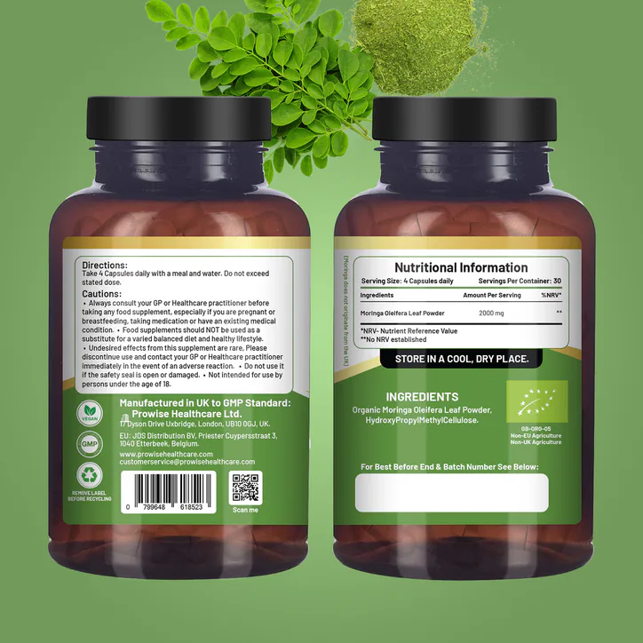 Prowise Healthcare Organic Moringa 2000mg 120 Vegan Capsules detail 2