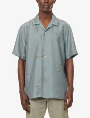 CORNELIANI Floral-Print Short-Sleeve Silk Shirt - 15.75 detail 3