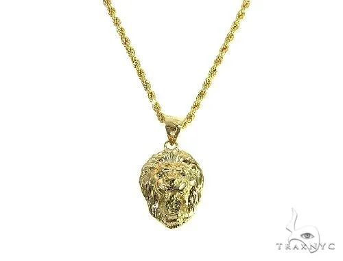 MARYAM - For Him FACTORY CONSCIOUS 10K Yellow Gold Lion Head Pendant Set 66591 in Yellow / 18 Inches – Pendant Set