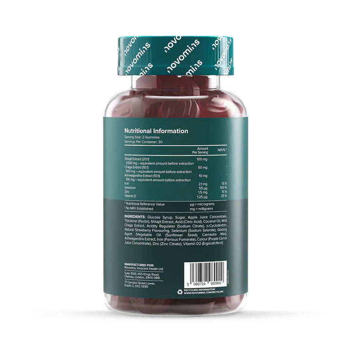 Novomins Shilajit 2000mg Strawberry Flavoured 60 Gummies, additional product view 3