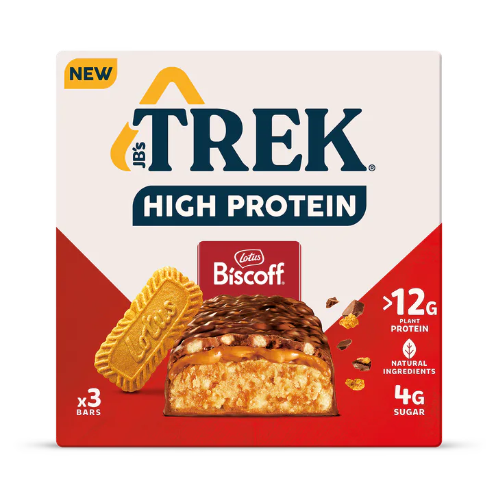 TREK High Protein Choc Biscoff Protein Bars 3x 44g