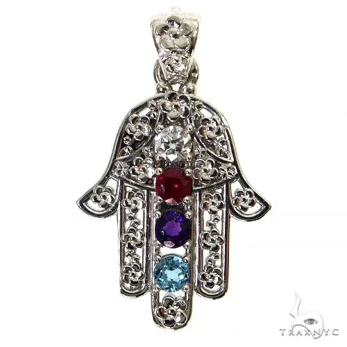 RINA - For Him CUSTOM Platinum Hamsa Birthstone Pendant 68385 – Pendant