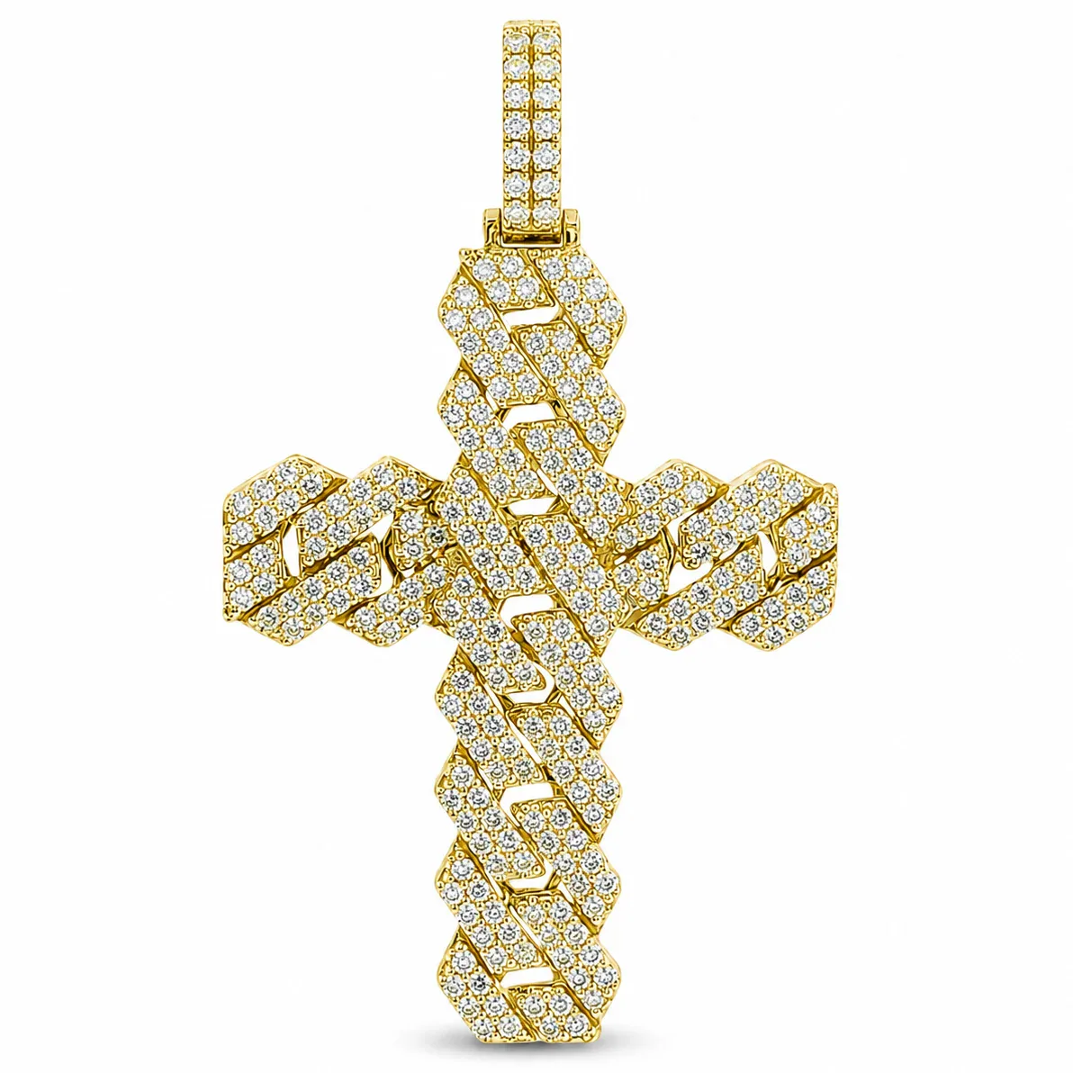 ANNA - CONSCIOUS DIAMONDS 14K Gold Cuban Link Diamond Cross Pendant 66168 in Yellow Gold – Pendant