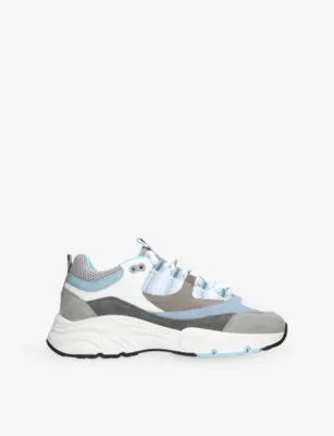 CLEENS Aero Runner Leather, Suede and Mesh Trainers - EUR 42 / 8 UK MEN in BLUE/PAL.C – Mens | Trainers | Lace up trainers