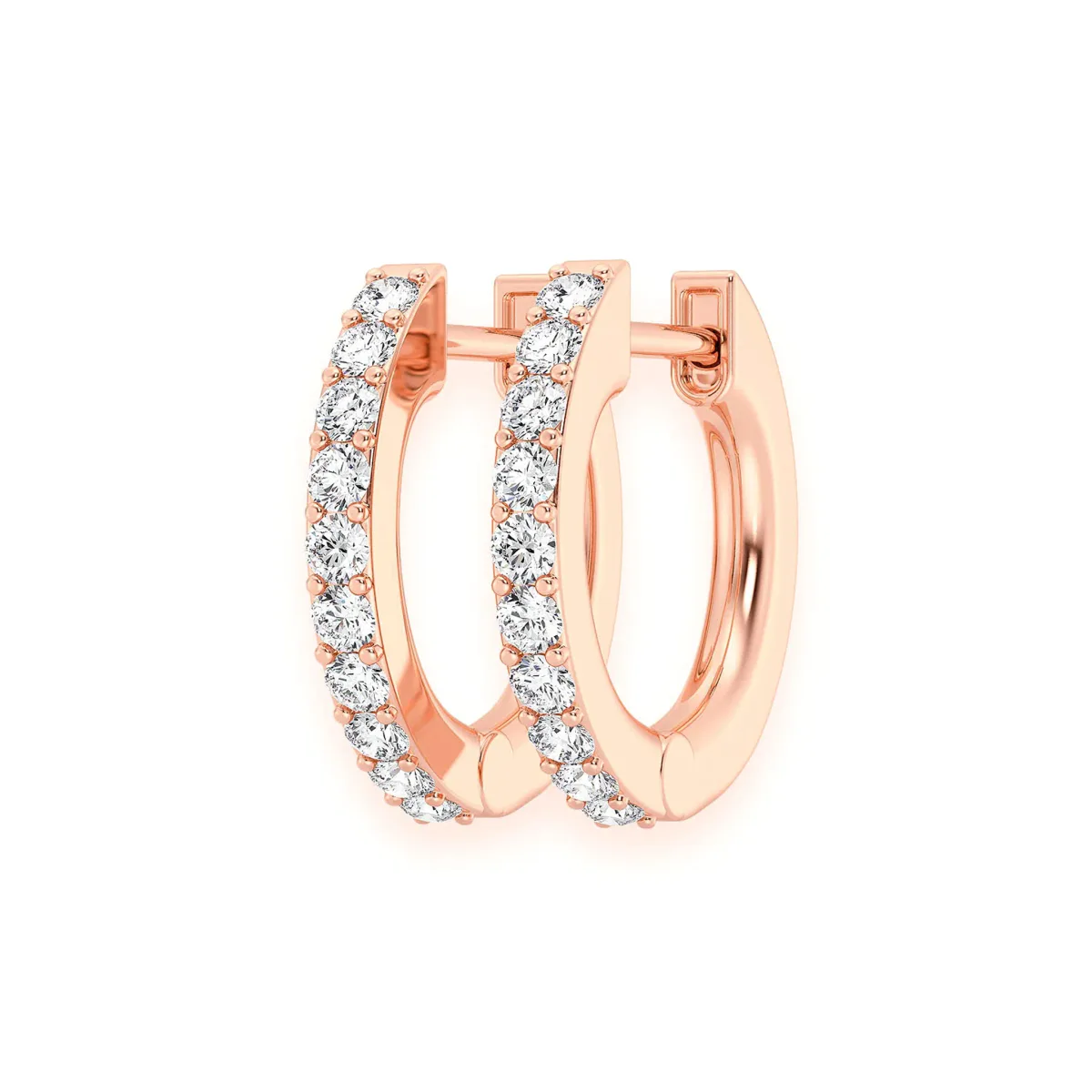 For Him One Row Diamond Huggies in 0.15ctw / Rose Gold / Natural Diamond – Earring