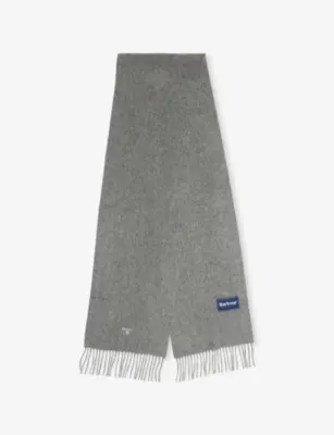 BARBOUR Plain Logo-Embroidered Lambswool Scarf
