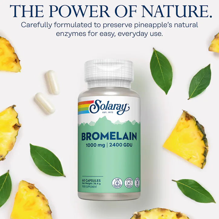 Solaray Bromelain 1000mg, Pineapple Enzyme & Digestive Support - 60 Vegan Capsules detail 3