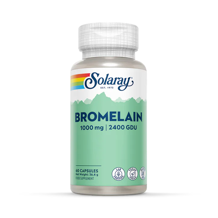 Solaray Bromelain 1000mg, Pineapple Enzyme & Digestive Support - 60 Vegan Capsules