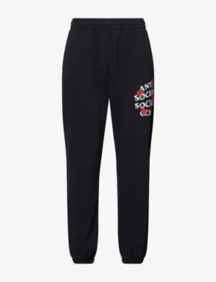 ANTI SOCIAL SOCIAL CLUB Kkotch Embroidered-Rose Cotton-Jersey Jogging Bottoms