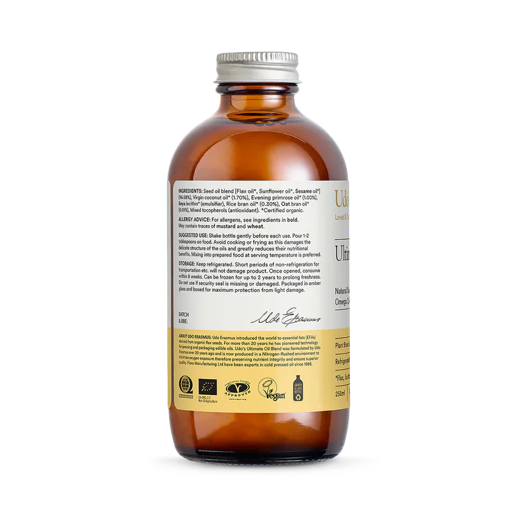 Udo's Choice Omega 3-6-9 Ultimate Oil Blend 250ml - ORGANIC, additional product view 3