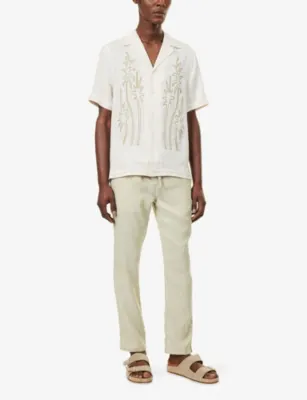 FRESCOBOL CARIOCA Alves Palm Short-Sleeve Linen Shirt detail 2