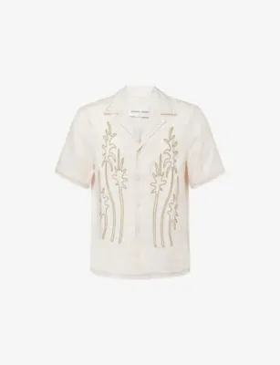 FRESCOBOL CARIOCA Alves Palm Short-Sleeve Linen Shirt