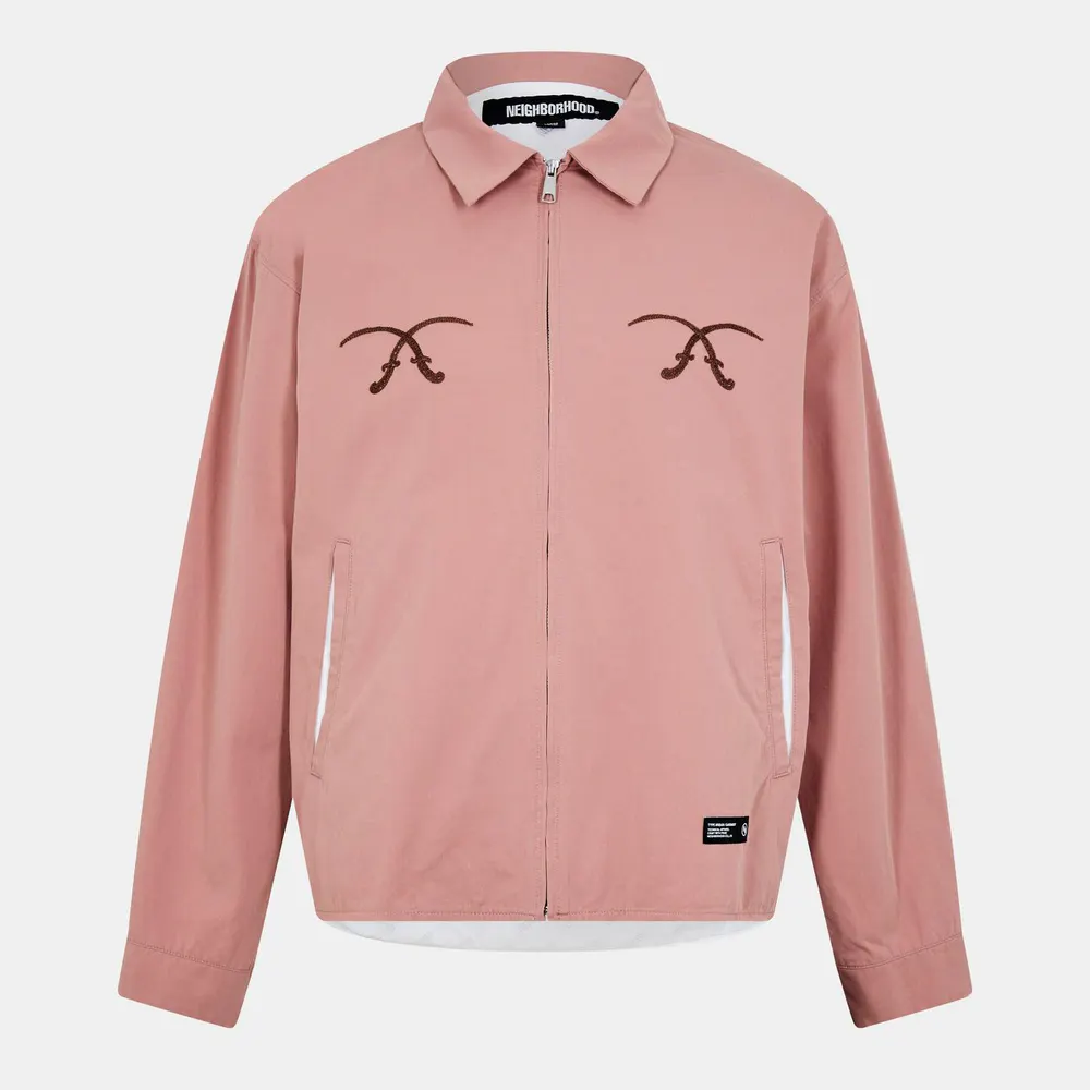 Neighborhood Men's Neighbourhood Zip Front Ribbed Harrington Jacket in Pink – Clothing