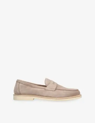 BRUNELLO CUCINELLI Penny-Strap Suede Loafers - EUR 42.5 / 8.5 UK MEN in TAUPE – Mens | Loafers