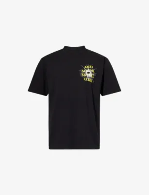 ANTI SOCIAL SOCIAL CLUB Printed Crewneck Cotton T-Shirt - BLACK