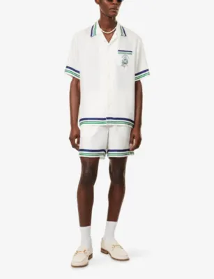CASABLANCA Hotel Collar Short-Sleeve Silk Shirt detail 2