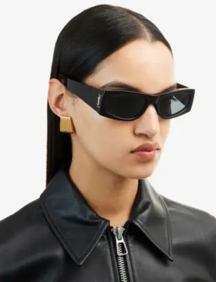 SAINT LAURENT SL M140 rectangular-frame acetate sunglasses in BLACK, additional product view 2