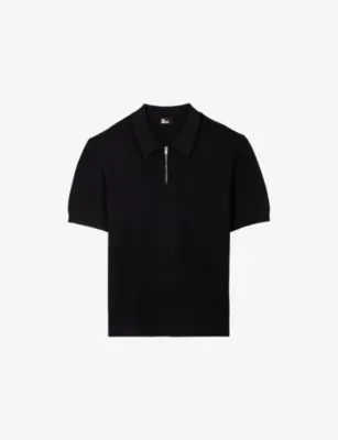 THE KOOPLES Waffle-Textured Zipped Knitted Polo Shirt