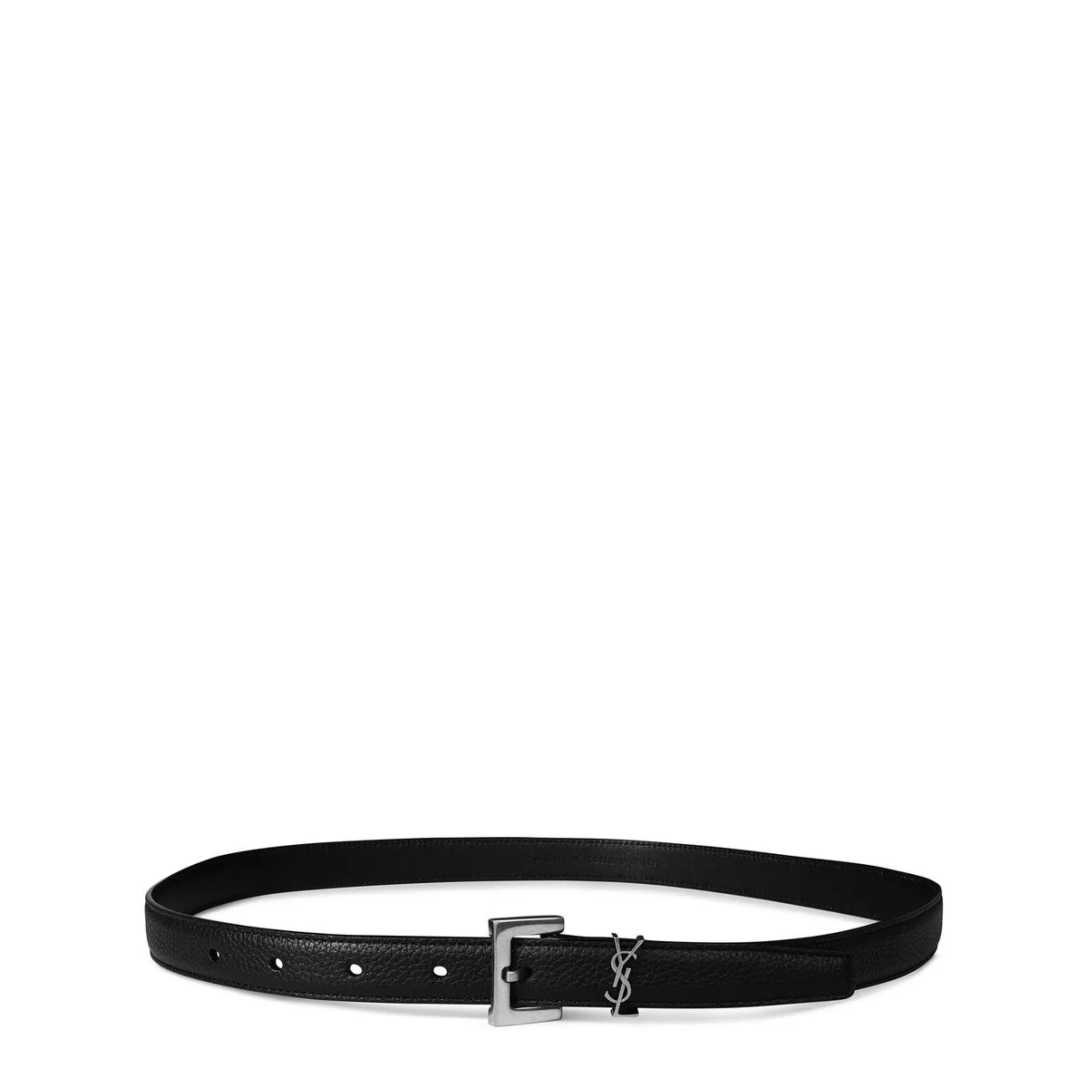 Saint Laurent Thin Cassandre Belt in Black/Silver – Accessories