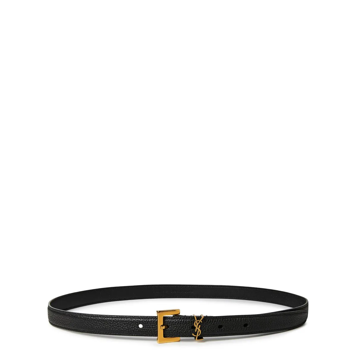 Saint Laurent Thin Cassandre Belt in Black/Gold – Accessories