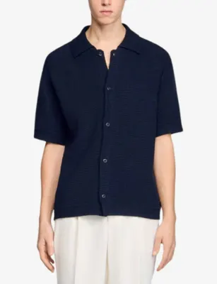 SANDRO Jute Short-Sleeve Woven Shirt detail 3