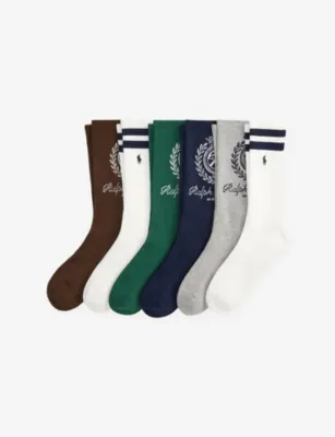 POLO RALPH LAUREN Branded Pack of Six Stretch-Woven Socks