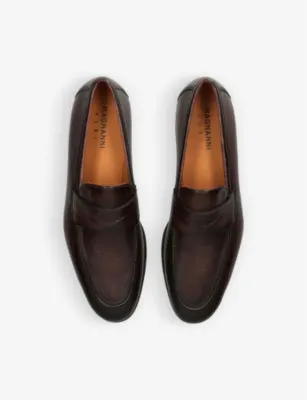 MAGNANNI Diezma penny-strap leather penny loafers - EUR 43 / 9 UK MEN in MID BROWN, additional product view 2