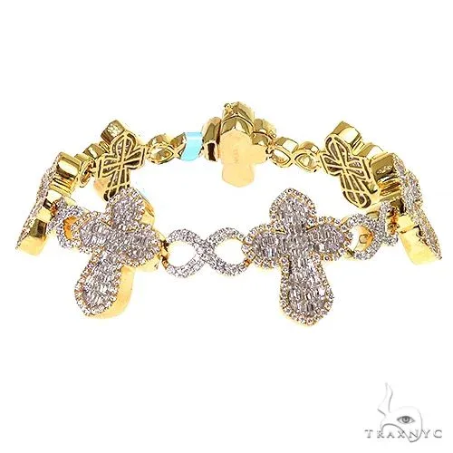 JALGAS - AMERICAS GOLD Baguette Diamond Cross Bracelet 69702 in Yellow – Bracelet