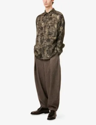 UMA WANG Tab Floral-Pattern Woven Shirt in GREEN/GREY, additional product view 2