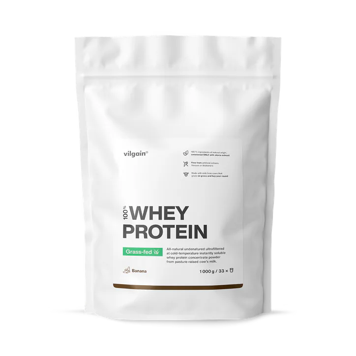 Vilgain Grass-Fed Whey Protein Powder Banana 1000g