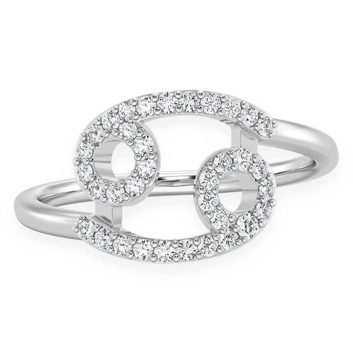 For Him Zodiac Diamond Ring in Cancer / White Gold / Natural Diamond – Ring
