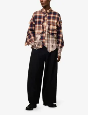 KHOKI Pleats Pinstripe Wool-Blend Trousers in BLACK, additional product view 2