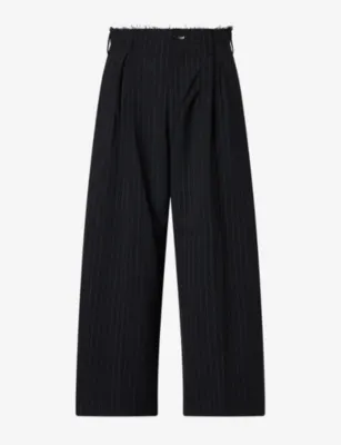 KHOKI Pleats Pinstripe Wool-Blend Trousers in BLACK – Mens | Trousers & shorts | Formal