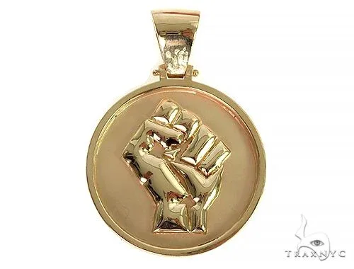RINA - For Him FACTORY Custom Made Solid Gold People Power BLM Pendant 66308 in Rose Gold – Pendant