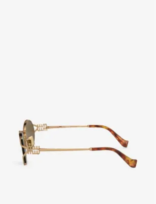 MIU MIU MU 52YS round-frame tinted-lens metal sunglasses in GOLD, additional product view 3