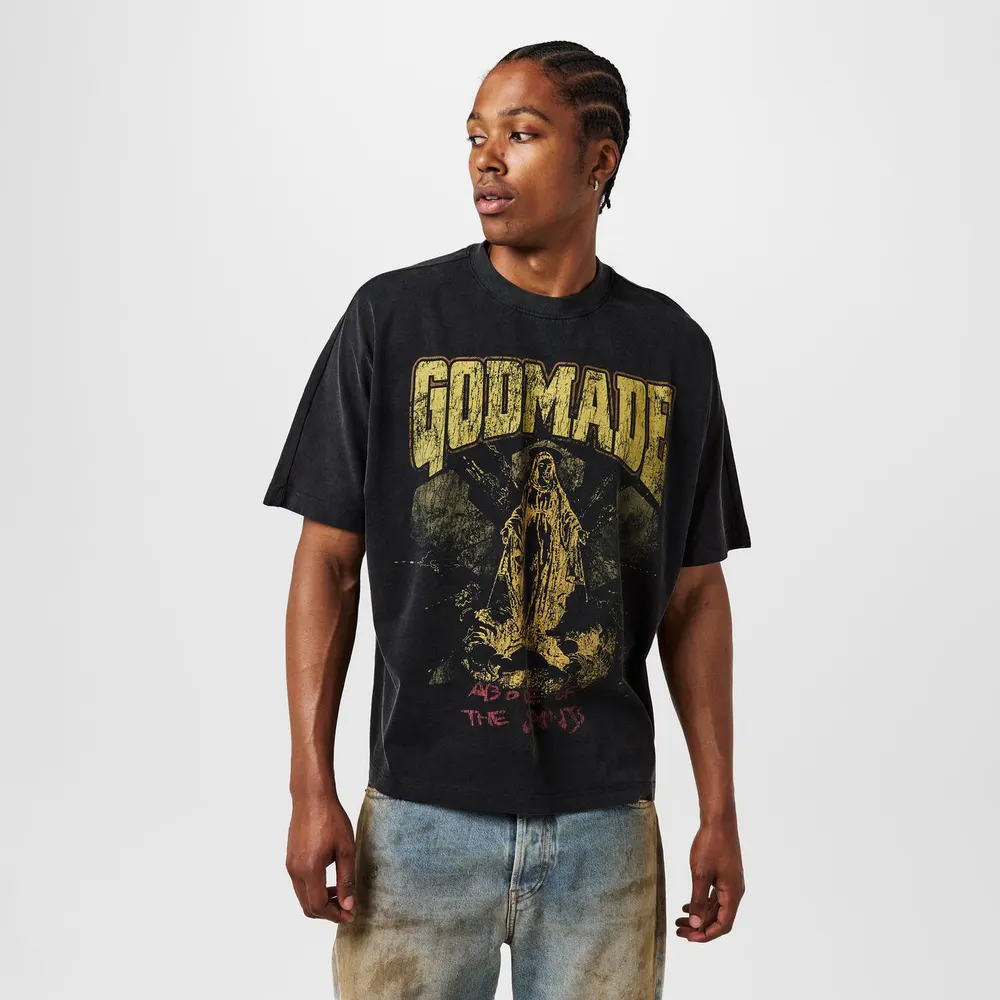 God Made Men's 's T-Shirt in Black, additional product view 3