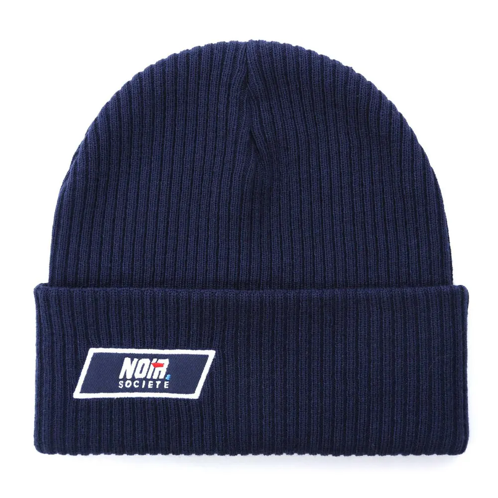 Societe Noir Men's Woven Patch Ribbed Knit Beanie