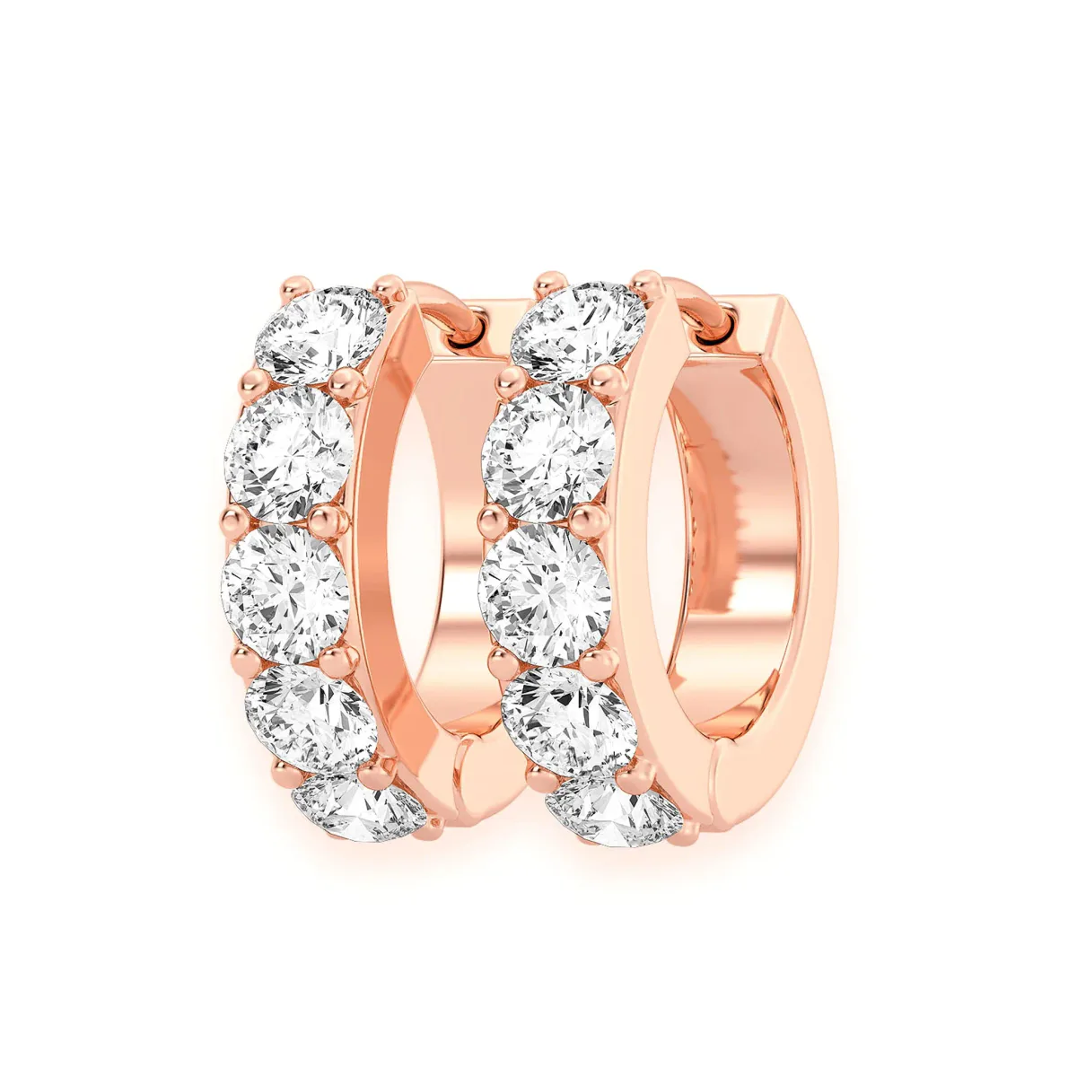 For Him One Row Diamond Huggies in 0.80ctw / Rose Gold / Natural Diamond – Earring