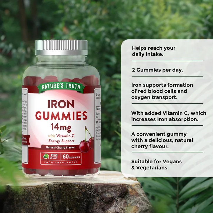 Nature's Truth Iron 14mg - Cherry Flavour - 60 Vegan Gummies detail 2