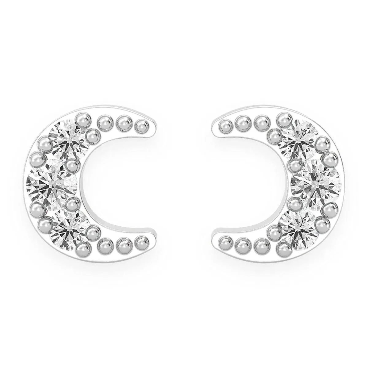 For Him Moon Diamond Stud Earrings in White Gold / Natural Diamond – Earring