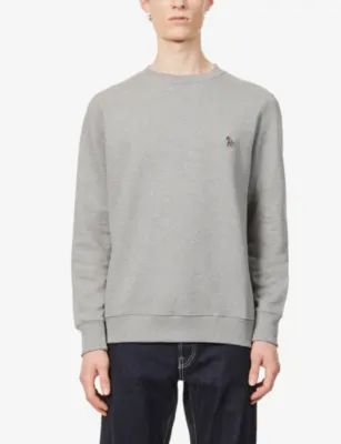 PS BY PAUL SMITH Zebra Brand-Embroidered Cotton Sweatshirt - GREY MELANGE detail 2