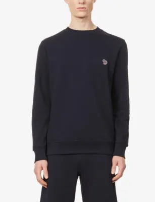 PS BY PAUL SMITH Zebra Brand-Embroidered Cotton Sweatshirt - GREY MELANGE detail 3