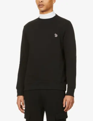PS BY PAUL SMITH Zebra Brand-Embroidered Cotton Sweatshirt - GREY MELANGE