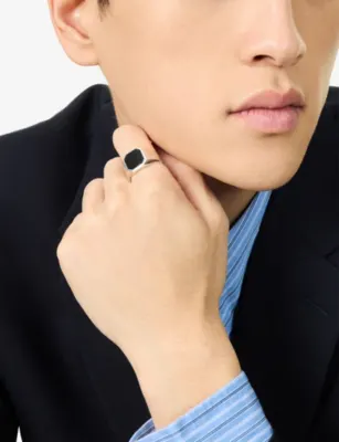 NINETWOFIVE Naim Sterling-Silver And Onyx Signet Ring - M detail 2