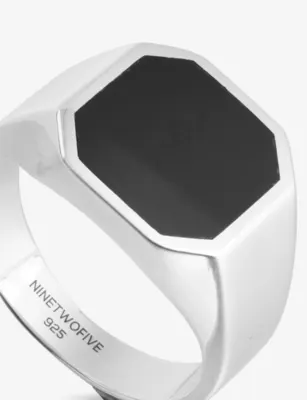NINETWOFIVE Naim Sterling-Silver And Onyx Signet Ring - M detail 3