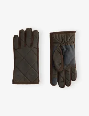 BARBOUR Westerdale Quilted Waxed-Cotton Gloves - M